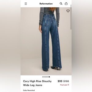 Reformation 
CARY HIGH RISE SLOUCHY WIDE LEG JEANS - New With Tags